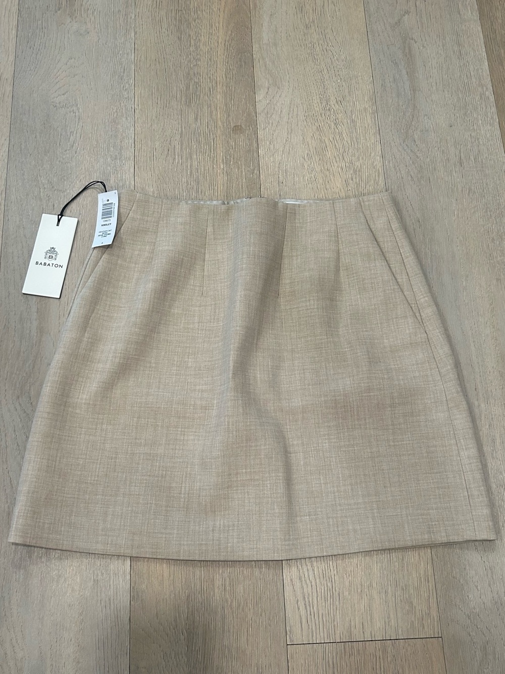 Babaton Linen-Blend Neutral Mini Skirt